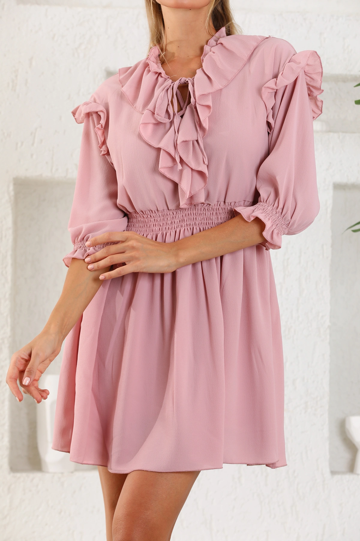 Fırfırlı Astarlı Elbise