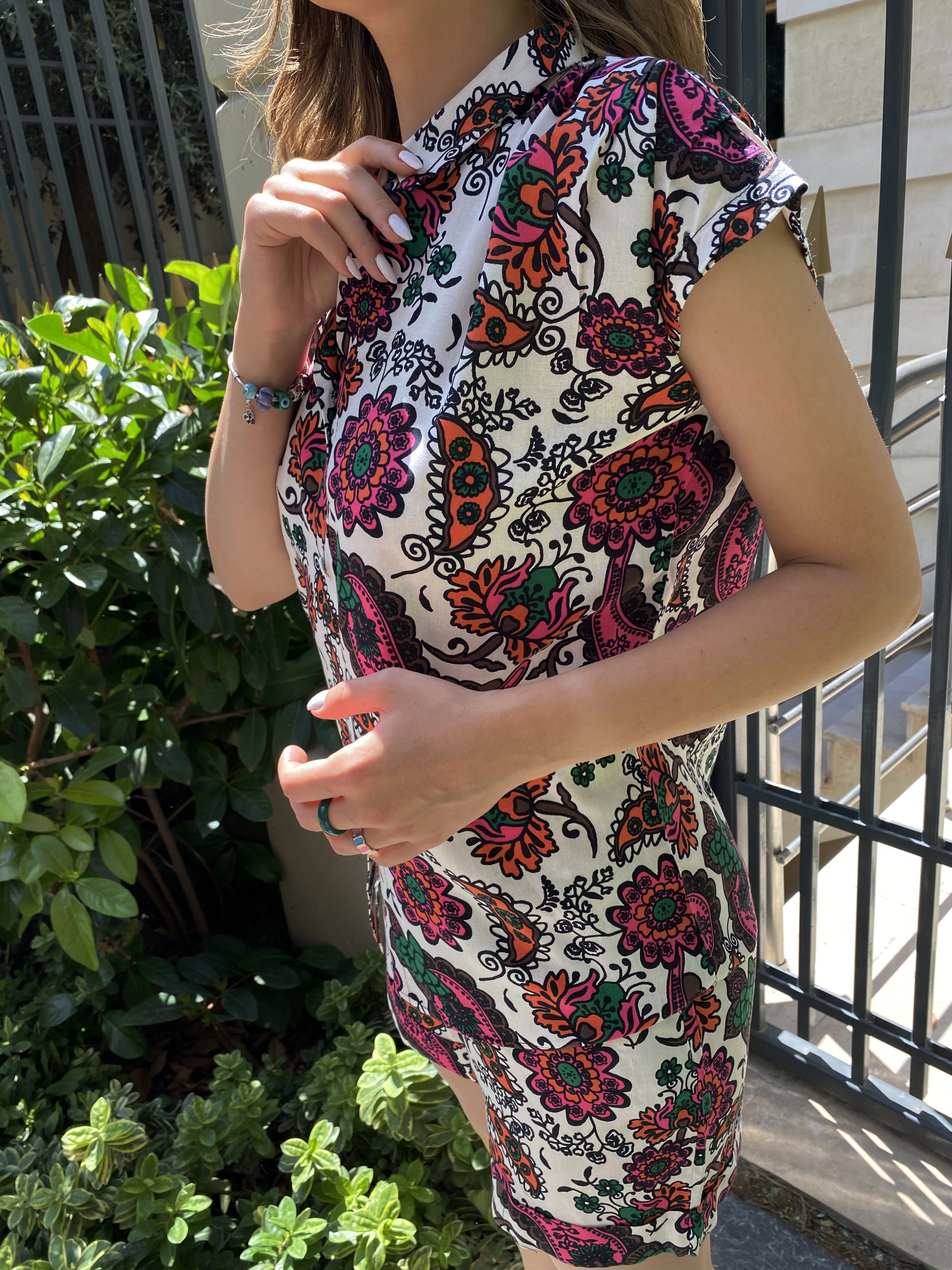 Şortlu çiçekli takım