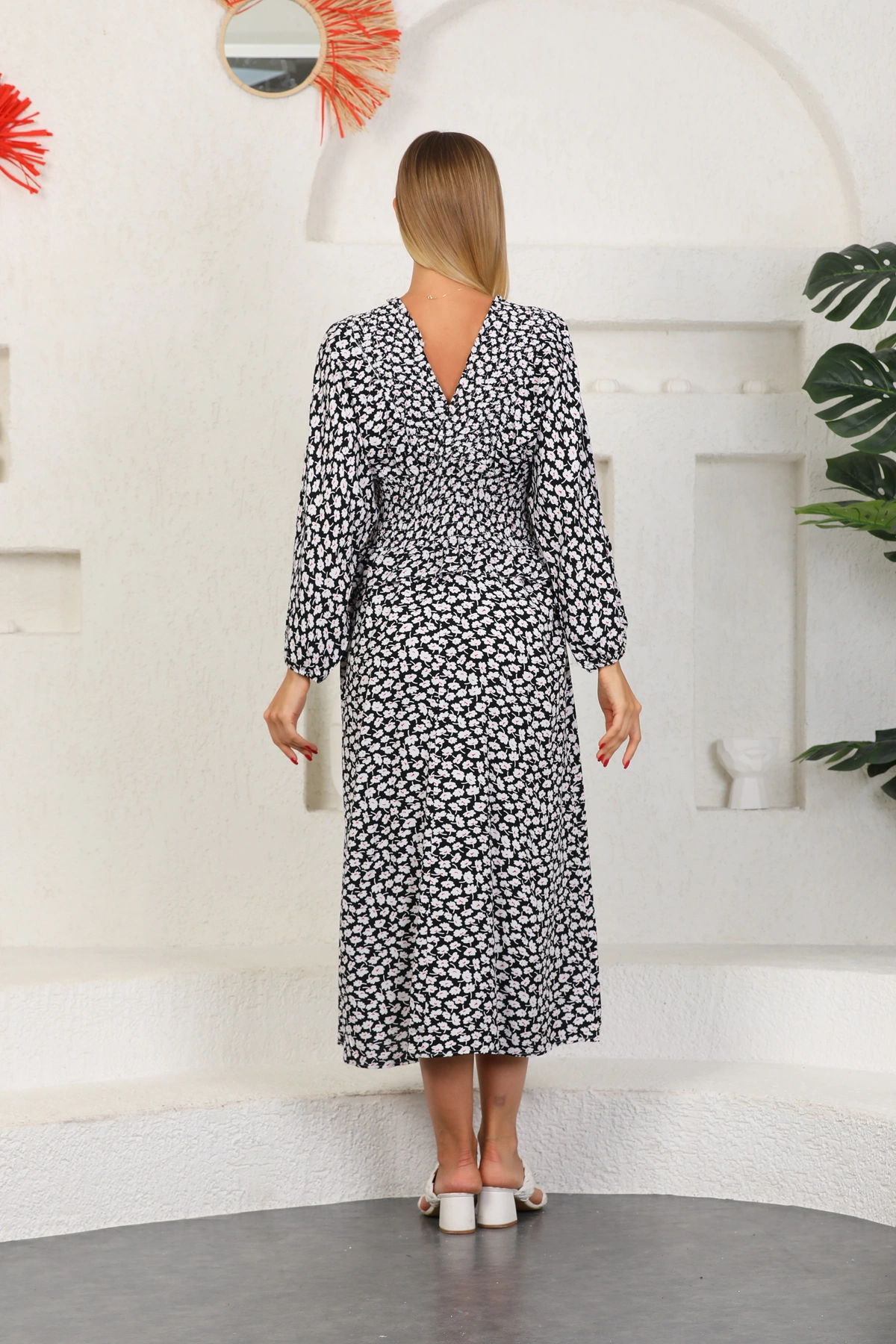 Pullaps çiçekli Uzun kol elbise