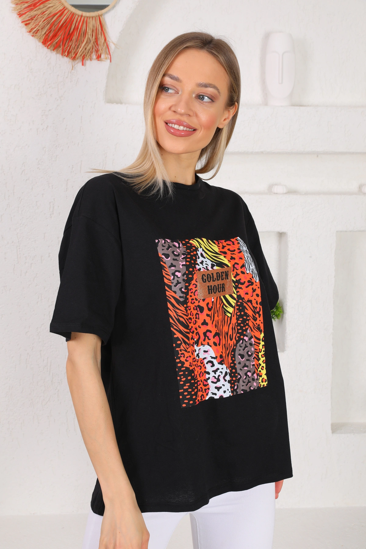 Baskılı Oversize Tişört