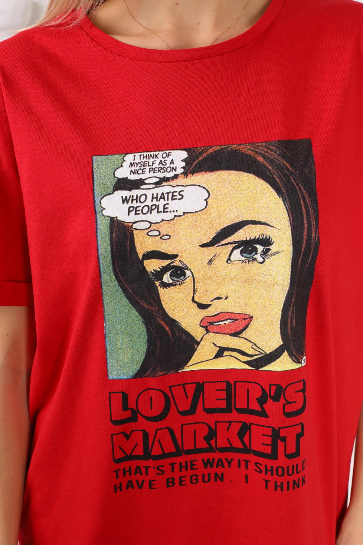 Baskılı uzun elbise&tunik kırmızı