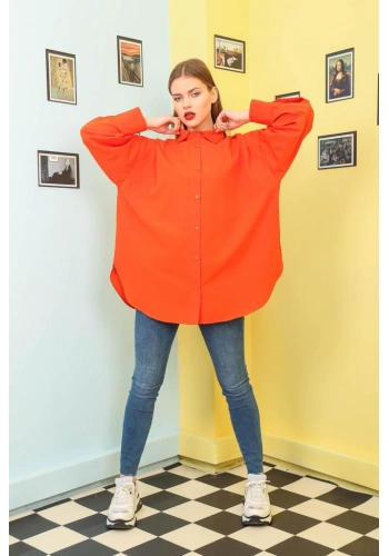 Pullaps Kadın Oversize Turuncu Gömlek