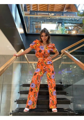 Croplu çiçekli ikili takım