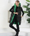 Pullaps Kadın Yeşil Siyah Kapüşonlu Çift Taraflı Uzun Şişme Yelek