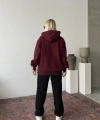Pullaps Üç İplik Kapşonlu Cepli Sweat Bordo