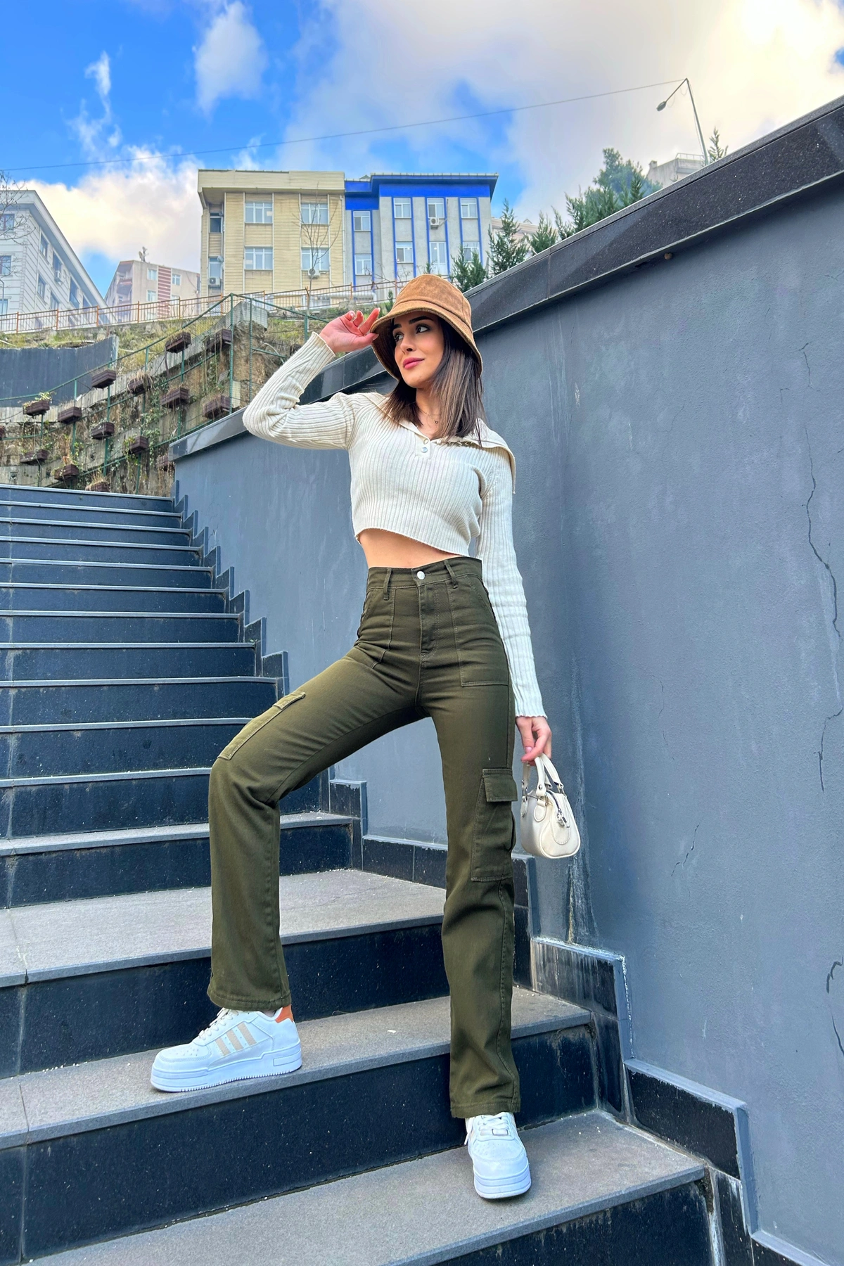 Pullaps Kadın Kargo Cepli Pantolon