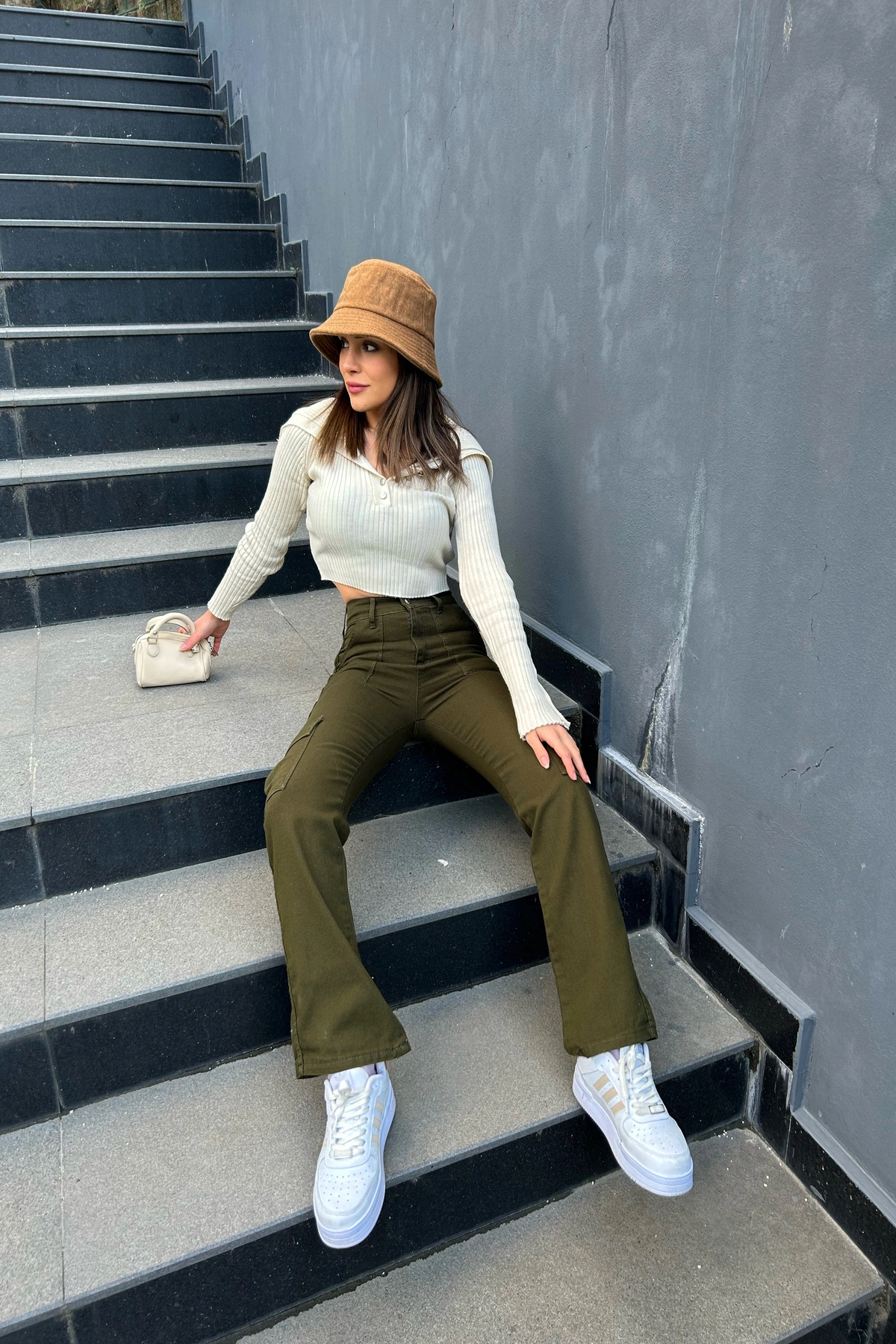 Pullaps Kadın Kargo Cepli Pantolon