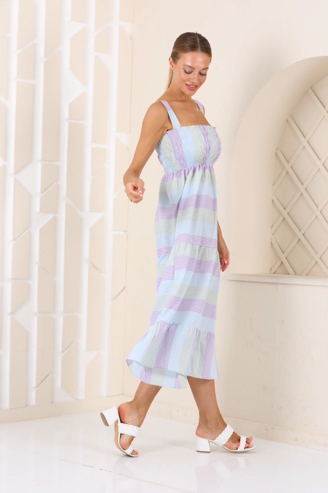 Pullaps Askılı Uzun elbise