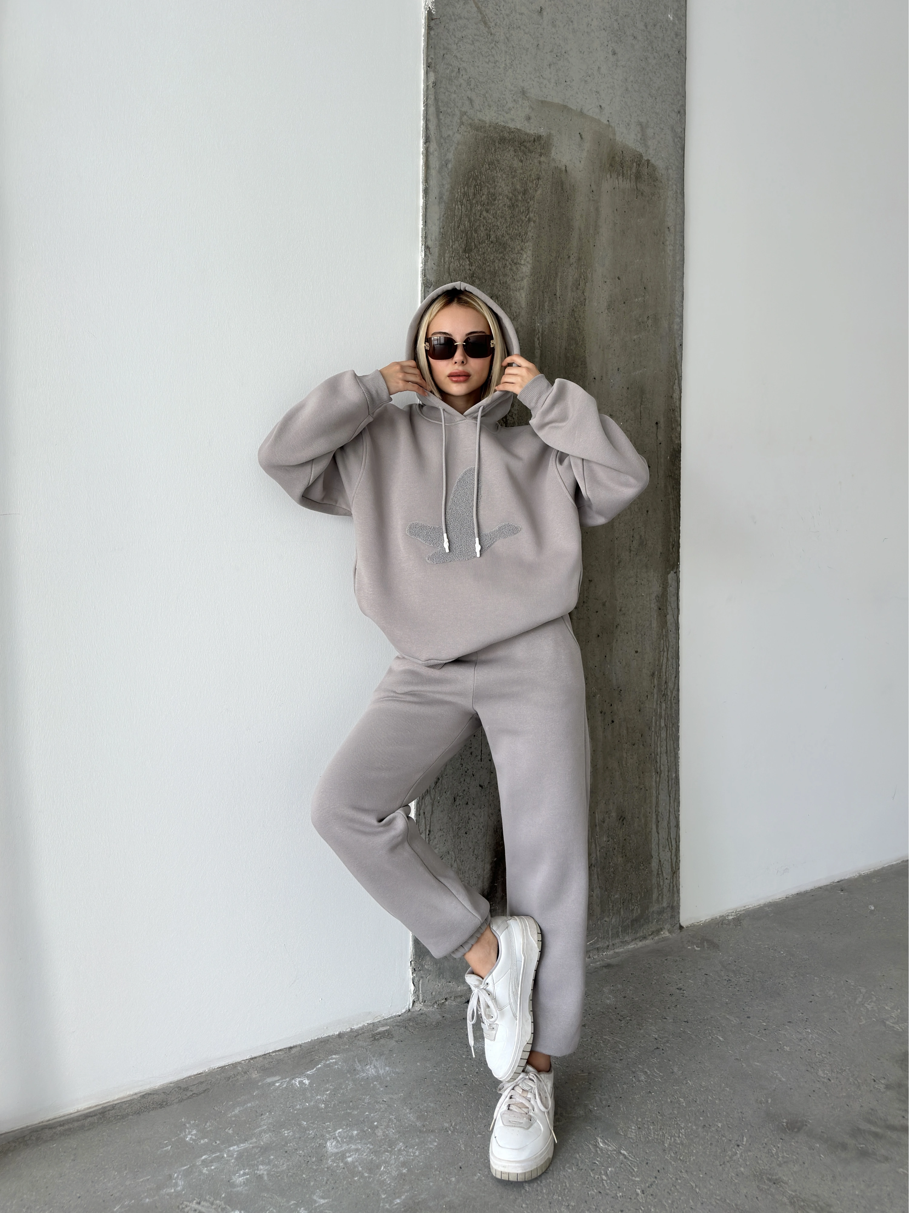 Pullaps Üç İplik Kapşonlu Cepli Takım