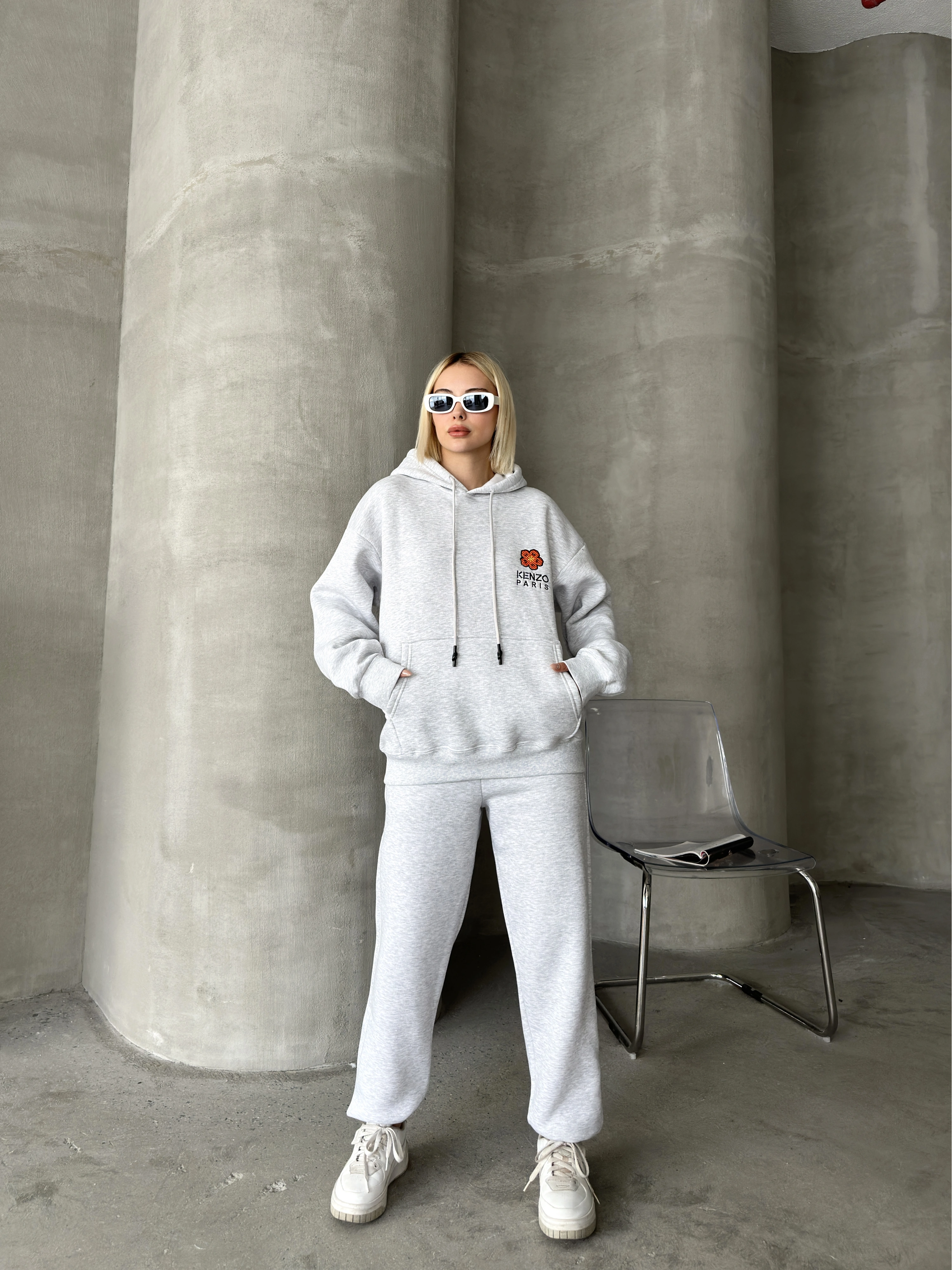 Pullaps Üç İplik Şardonlu Kanguru Cepli Takım