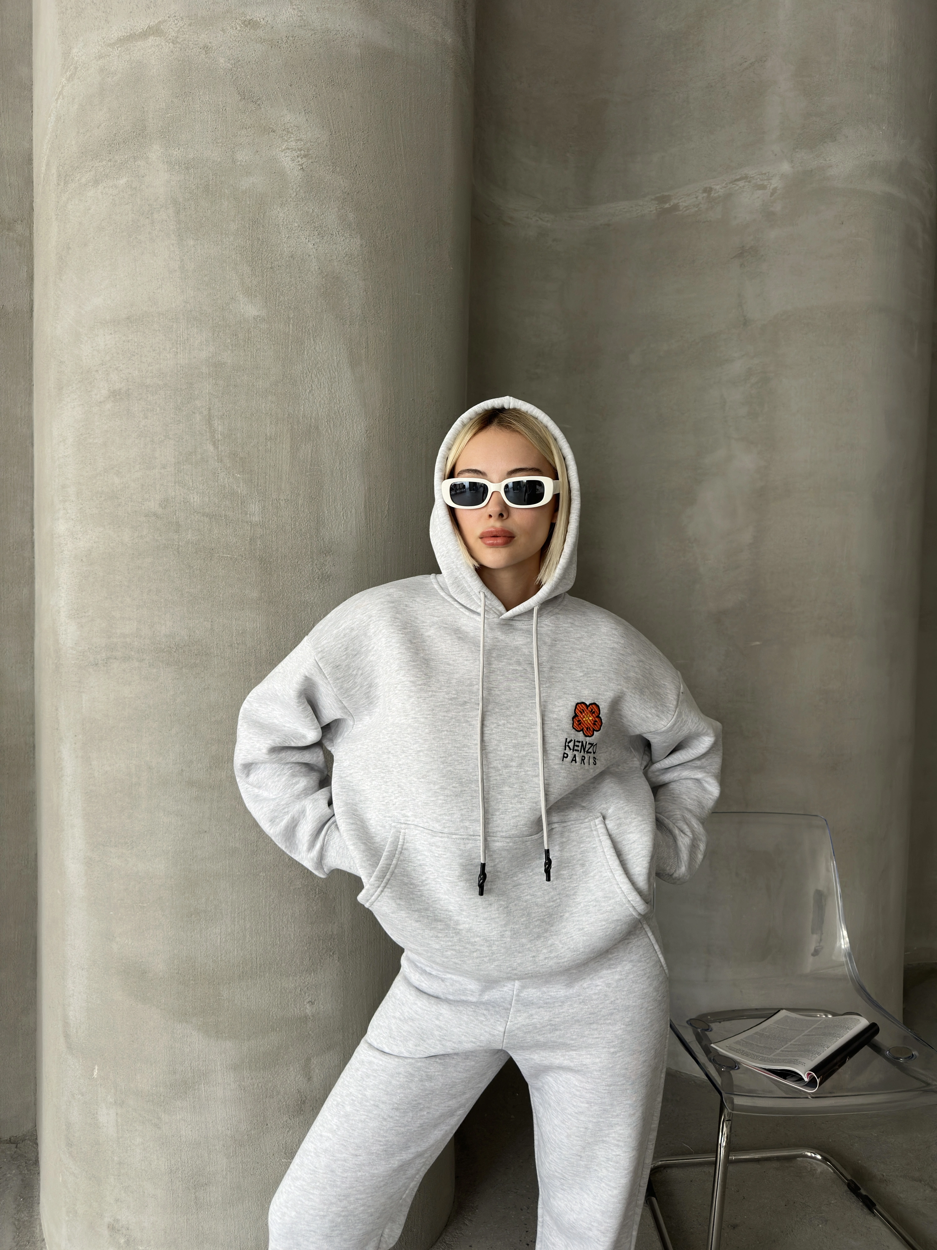 Pullaps Üç İplik Şardonlu Kanguru Cepli Takım