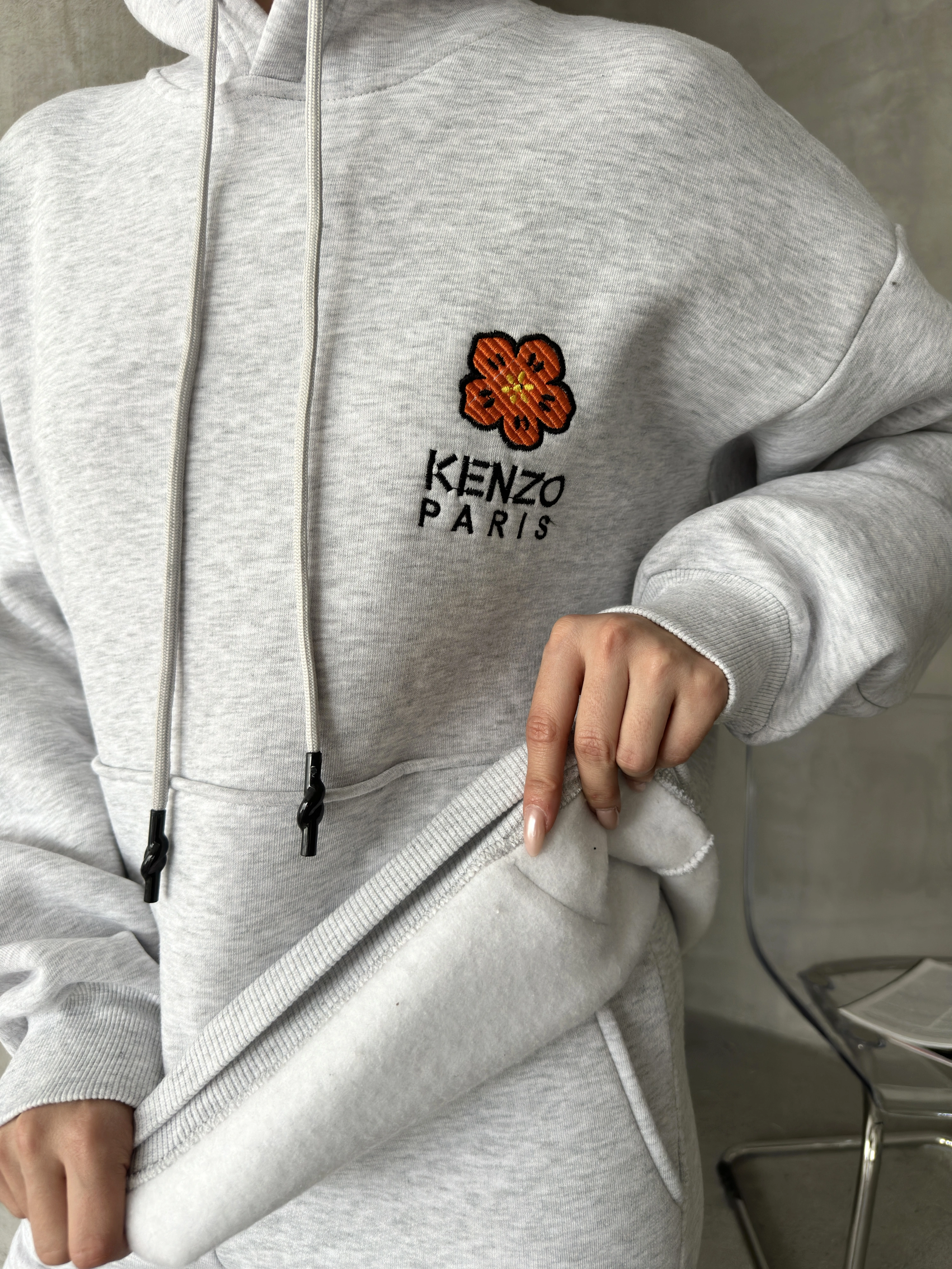 Pullaps Üç İplik Şardonlu Kanguru Cepli Takım