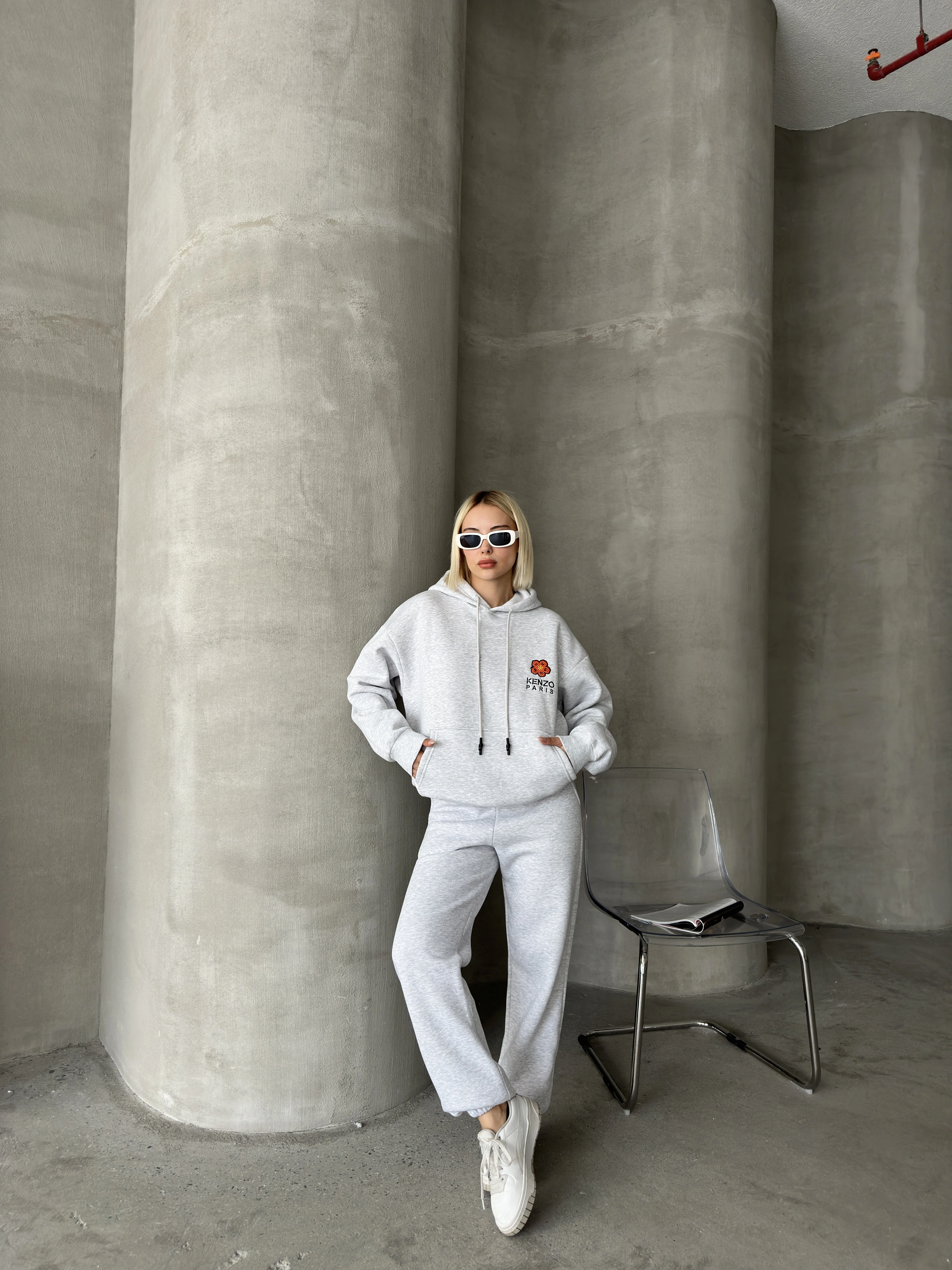 Pullaps Üç İplik Şardonlu Kanguru Cepli Takım