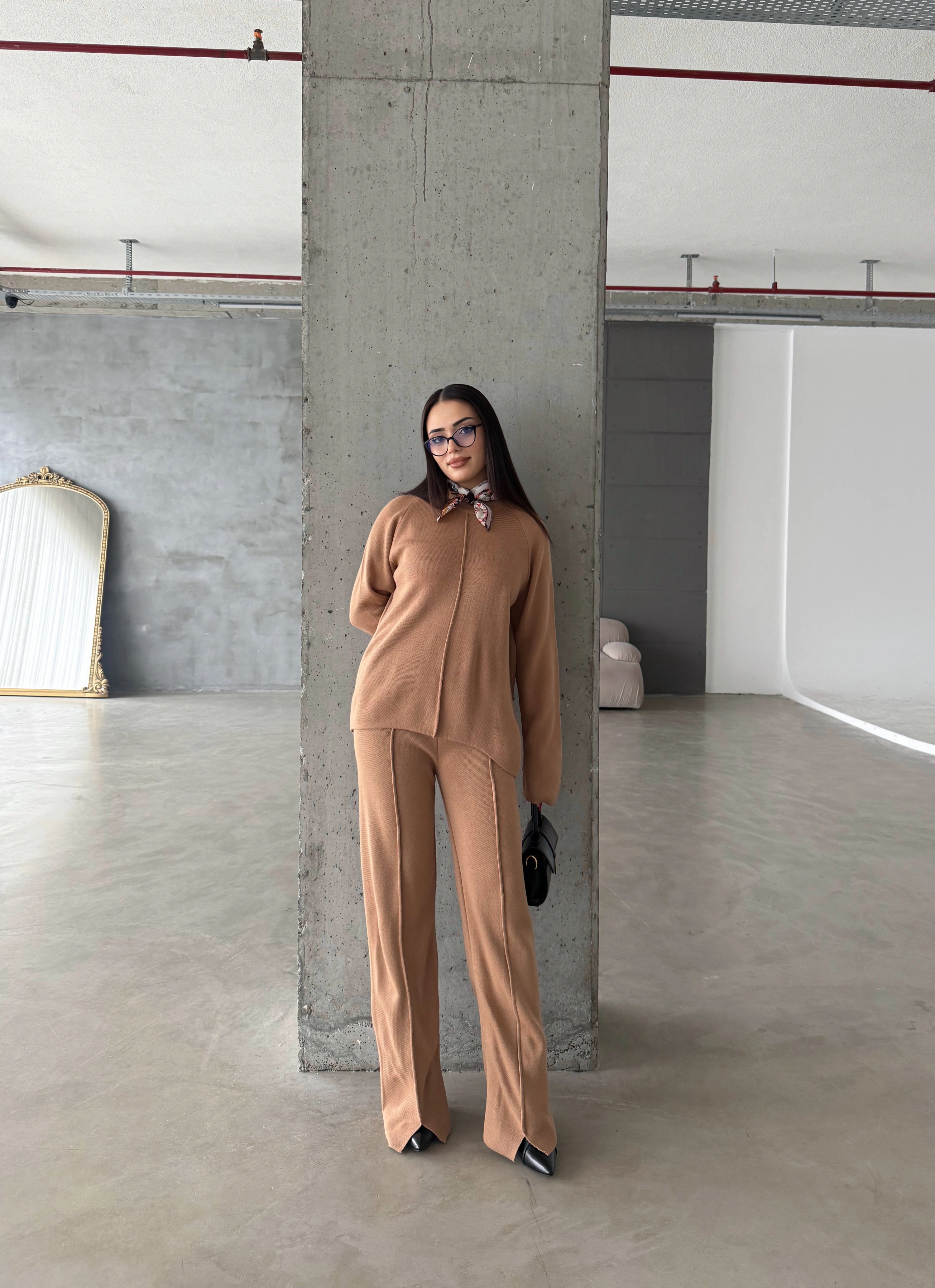 Pullaps Çımalı Triko Takım Vizon