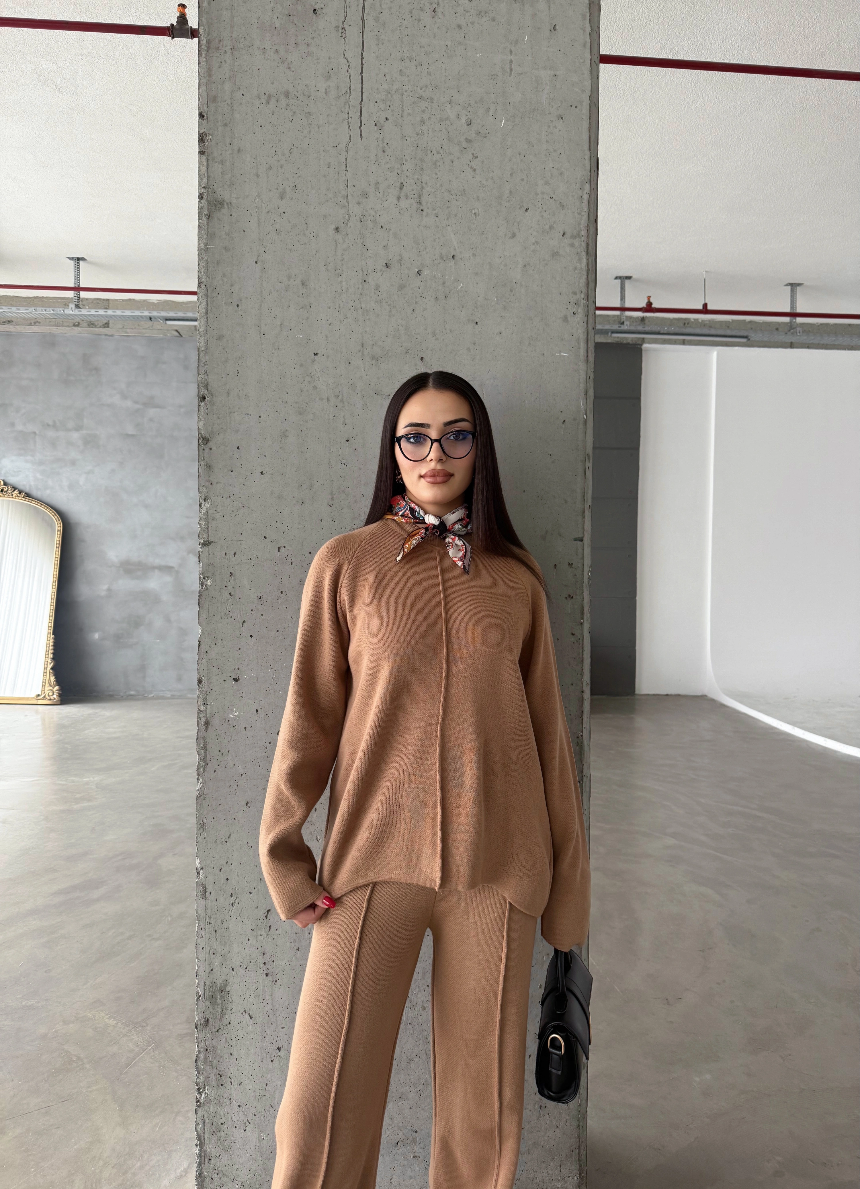 Pullaps Çımalı Triko Takım Vizon