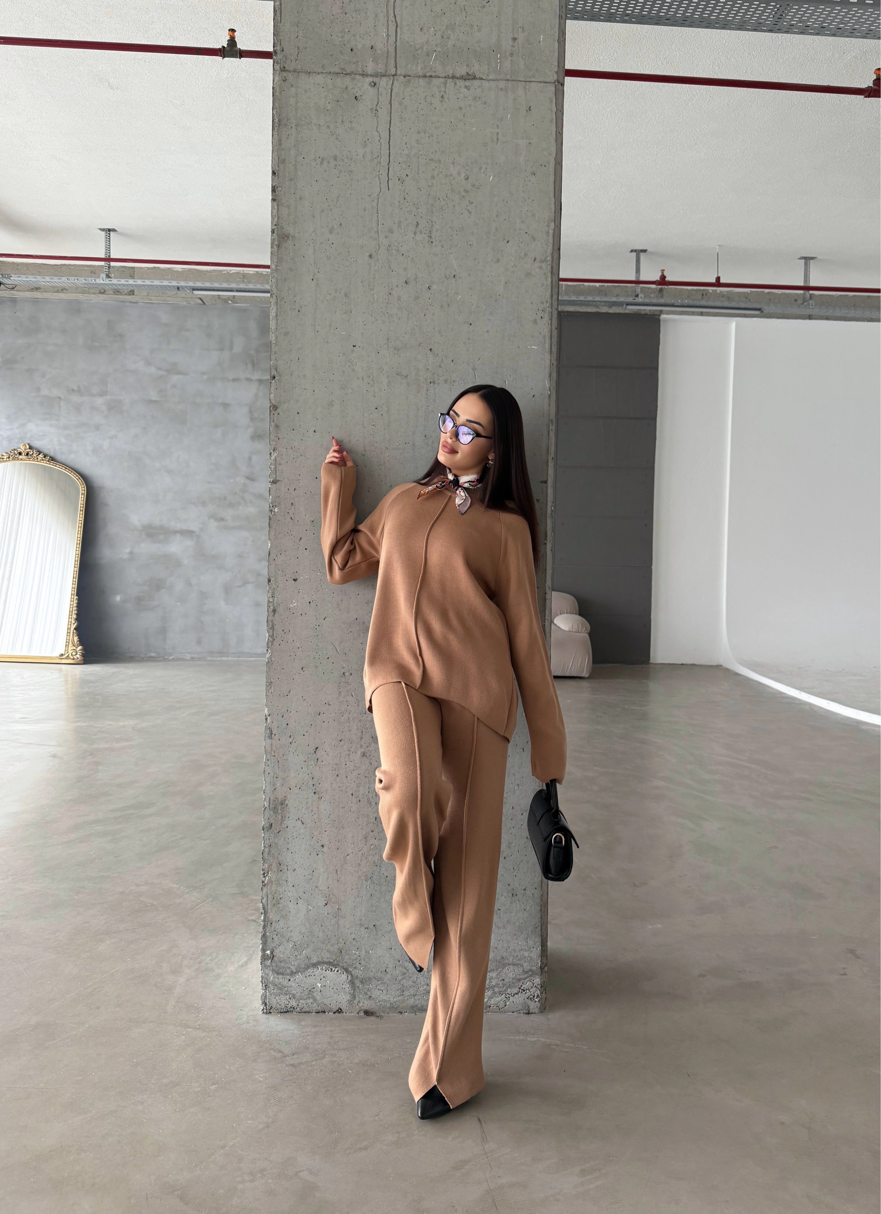 Pullaps Çımalı Triko Takım Vizon