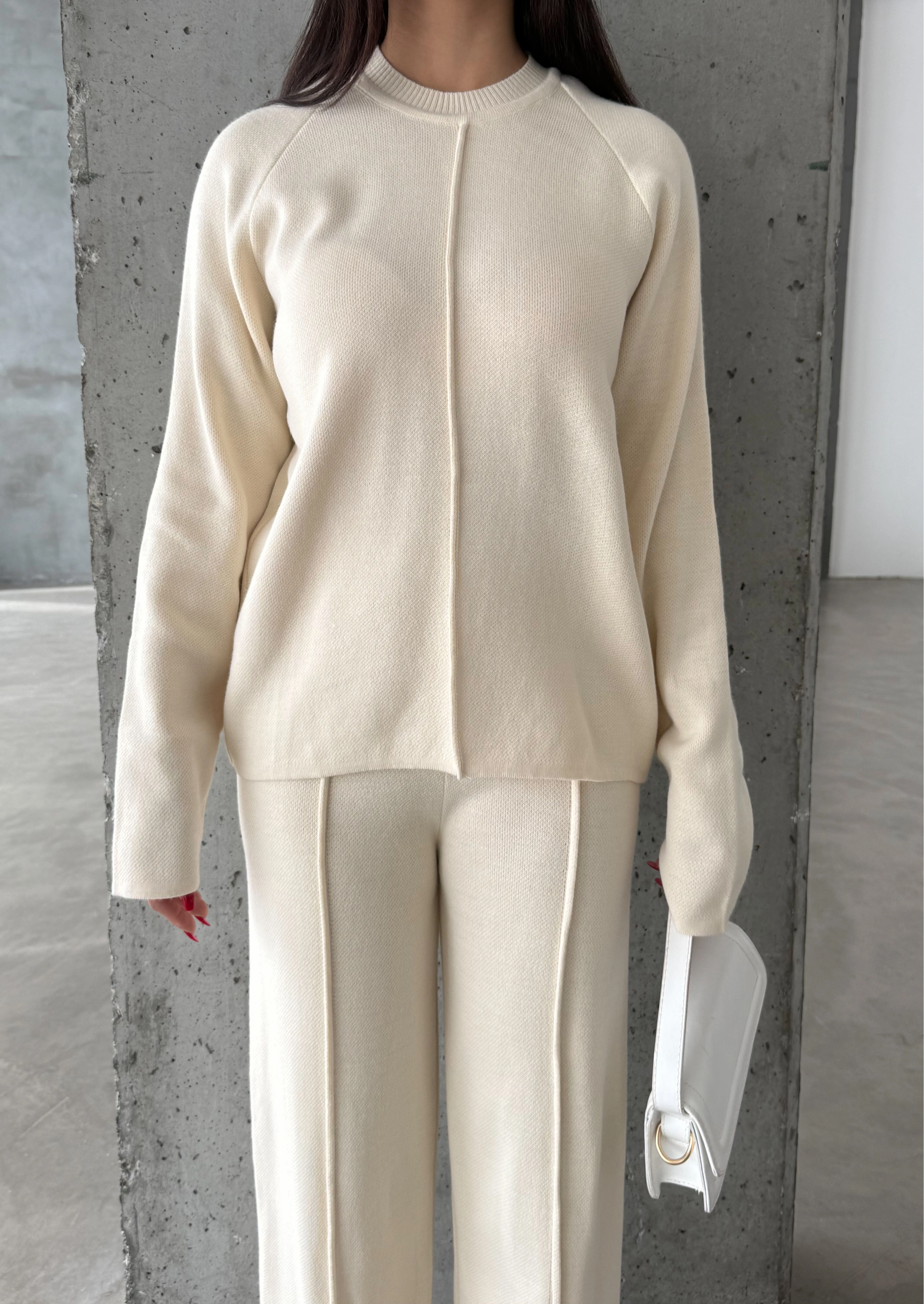 Pullaps Çımalı Triko Takım Krem