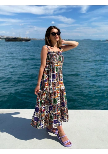 Pullaps Askılı Çiçekli Elbise