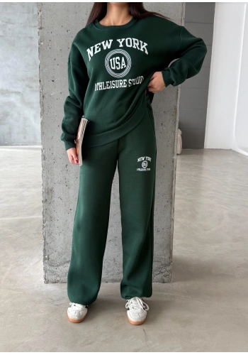 Pullaps Baskılı Şardonlu Üç İplik Takım Haki