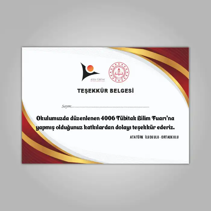 Teşekkür Belgesi 02