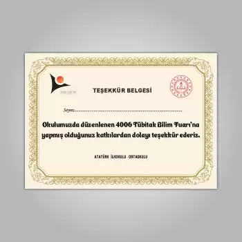 Teşekkür Belgesi 01