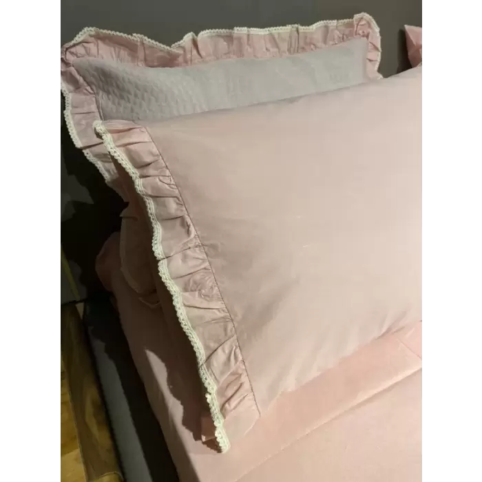 Rüya Pike Fırfırlı Pike Takımı Çift Kişilik Pembe