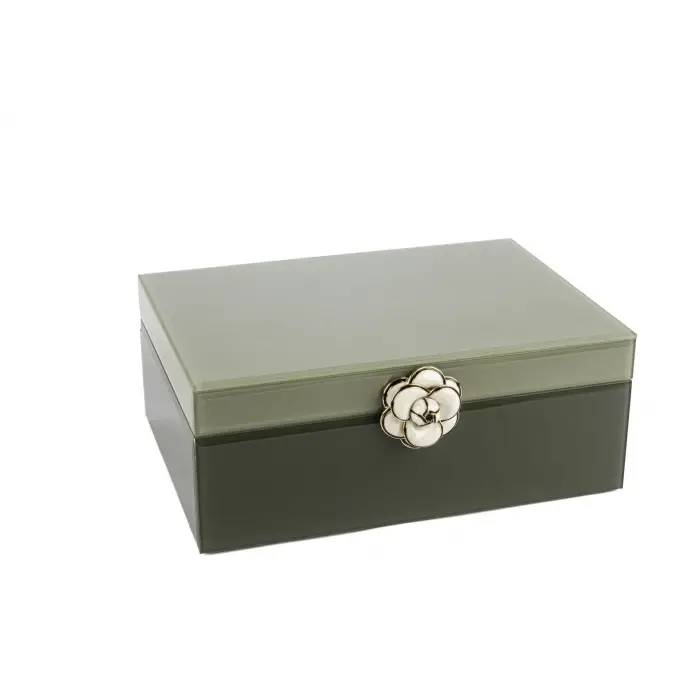 Mikasa Moor Yeşil Cam Çiçekli Dek Kutu 25x20x10cm