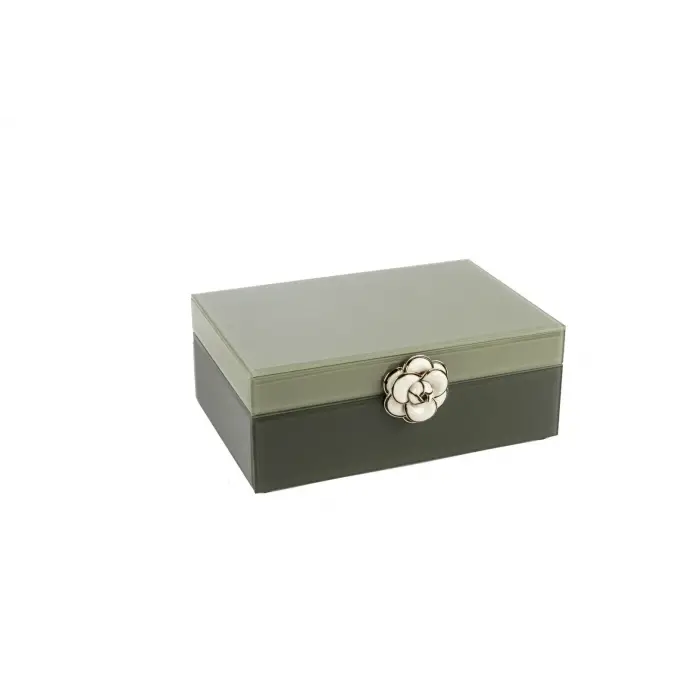 Mikasa Moor Yeşil Cam Çiçekli Dek Kutu 22x17x9cm