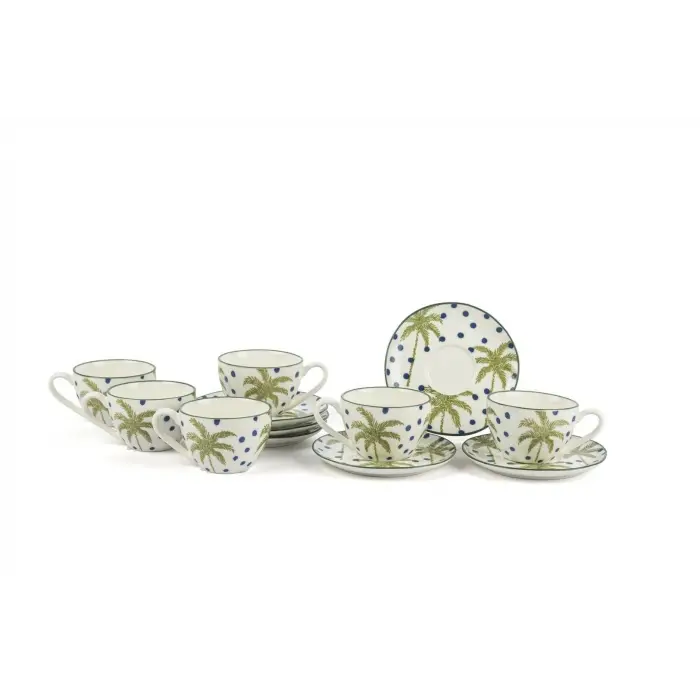 Mikasa Moor Palmiye Yeşil Mavi 6lı Kahve Fincan Seti 90cc