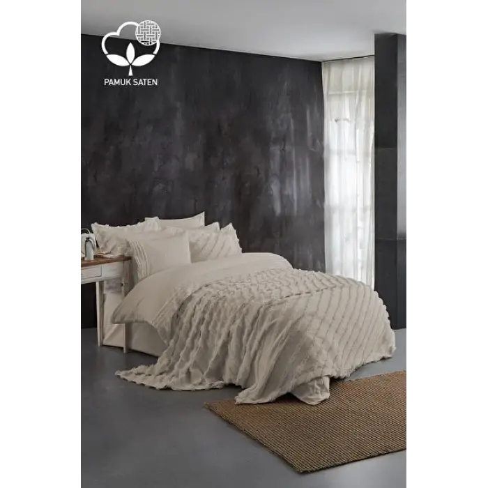 Nazik Home Lucas Pelüş Çift Kişilik 9 Parça Nevresim + Pike Set