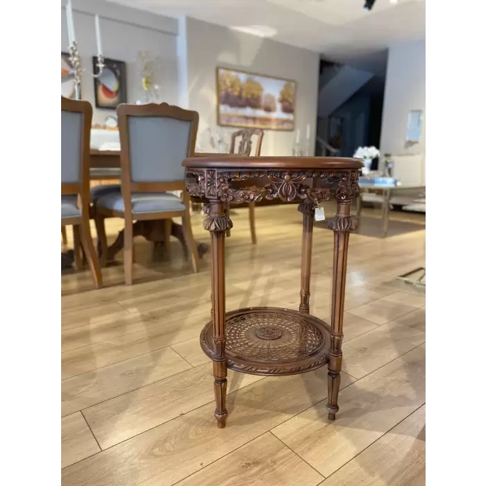 Anlar Home Hasırlı Oymalı Yan Sehpa 50x50x70 Cm