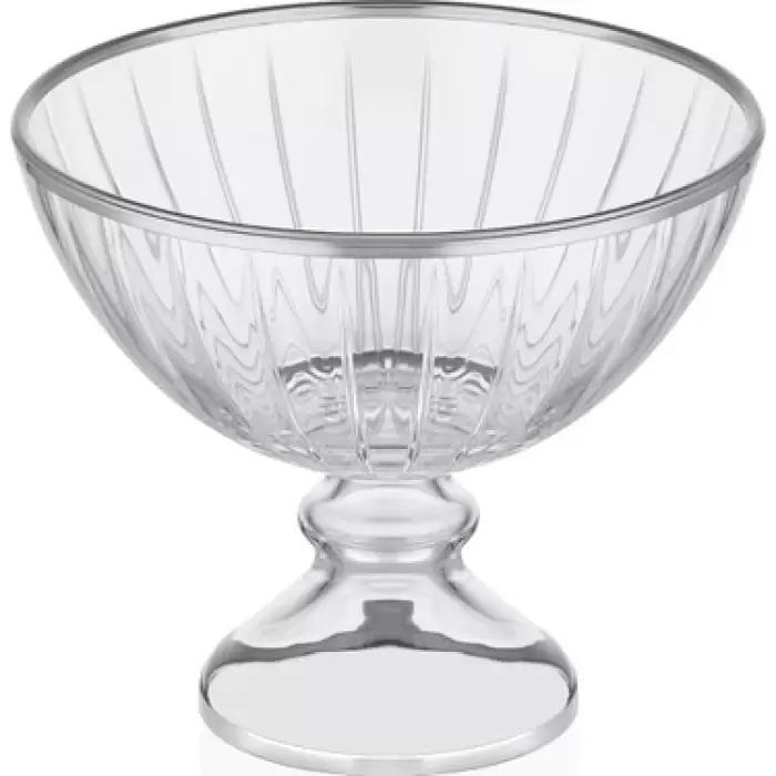Decorium Accademia Platin Yaldızlı 23,5 cm Ayaklı Cam Kase