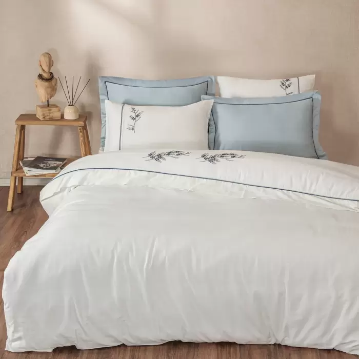 Ecocotton Derin Çift Kişilik Nevresim Takımı Organik Pamuk Saten Krem