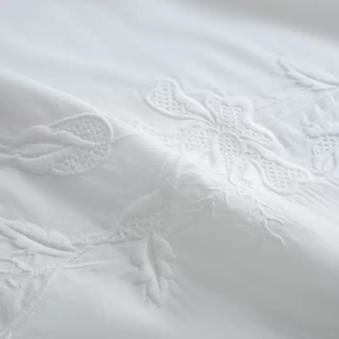 Ecocotton Paye Çift Kişilik Nevresim Takımı Organik Pamuk Perkal Nakışlı Dantelli Krem