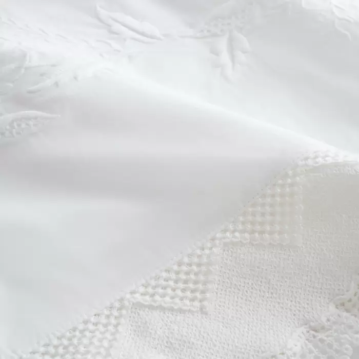 Ecocotton Paye Çift Kişilik Nevresim Takımı Organik Pamuk Perkal Nakışlı Dantelli Krem