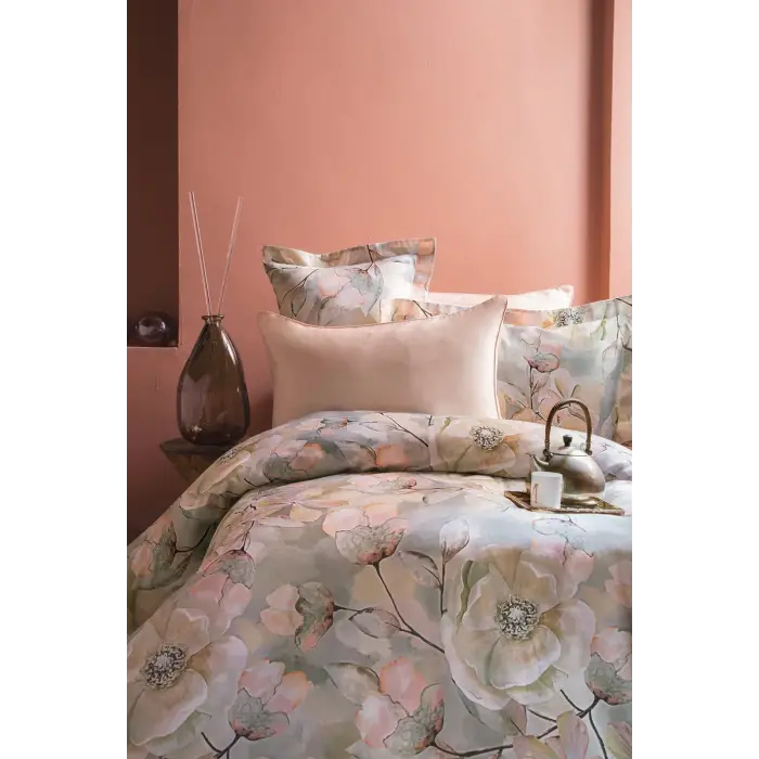 İssimo Sakura 300 TC Dijital Pamuk Saten Nevresim Takımı Çift Kişilik