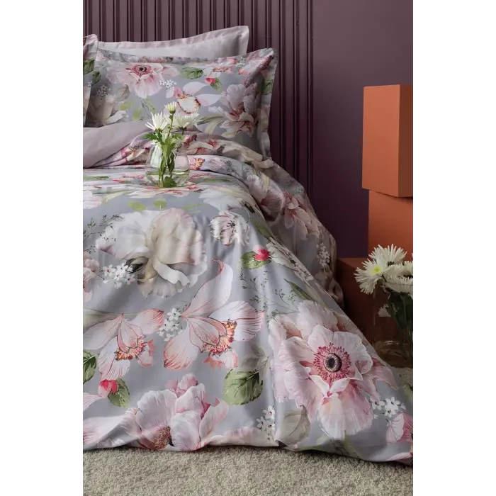 İssimo Vanie Tencel Pamuk Dijital Saten Çift Kişilik Nevresim Takımı