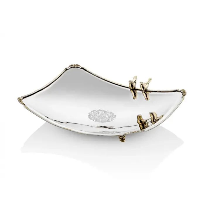 Lamedore Black Pearl Kuşlu Büyük Boy Decoratif Kase 32X25X5 Cm