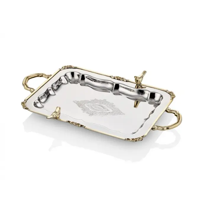 Lamedore Black Pearl Kuşlu Büyük Boy Düz Tepsi42X28X5 Cm