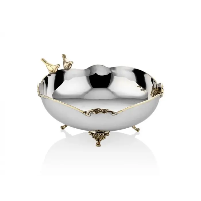 Lamedore Black Pearl Kuşlu Büyük Kase 24x24x10 cm