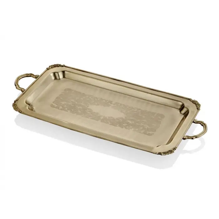 Lamedore black Pearl Sade Uzun Gold Tepsi 59x31x5 Cm