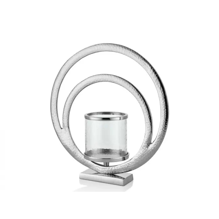 Lamedore Hammered Round Nickel Large Hurricane 39x14x41 Cm