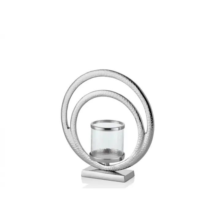 Lamedore Hammered Round Nickel Large Hurricane 31,5x11x33,5 Cm