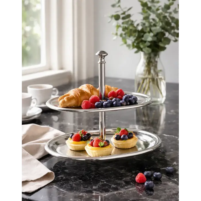 Mikasa Moor Rönesans Silver 2 katlı Sunumluk 28x24 cm