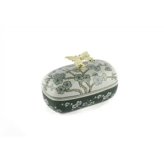 Mikasa Moor Yeşil Bahar Dalı Kapaklı Kutu 19x11x12cm