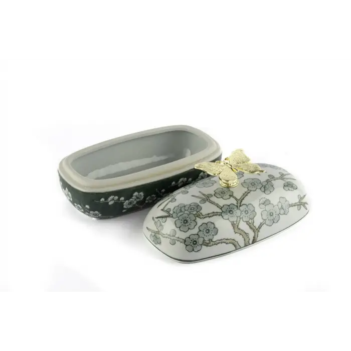 Mikasa Moor Yeşil Bahar Dalı Kapaklı Kutu 19x11x12cm