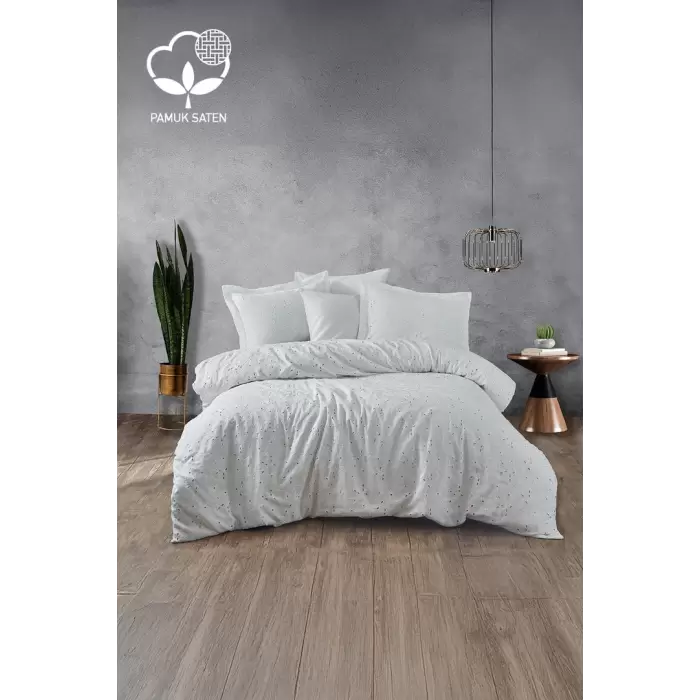 Nazik Home Nill İşlemeli Pamuk Saten Çift Kişilik 6 Parça Nevresim Takımı