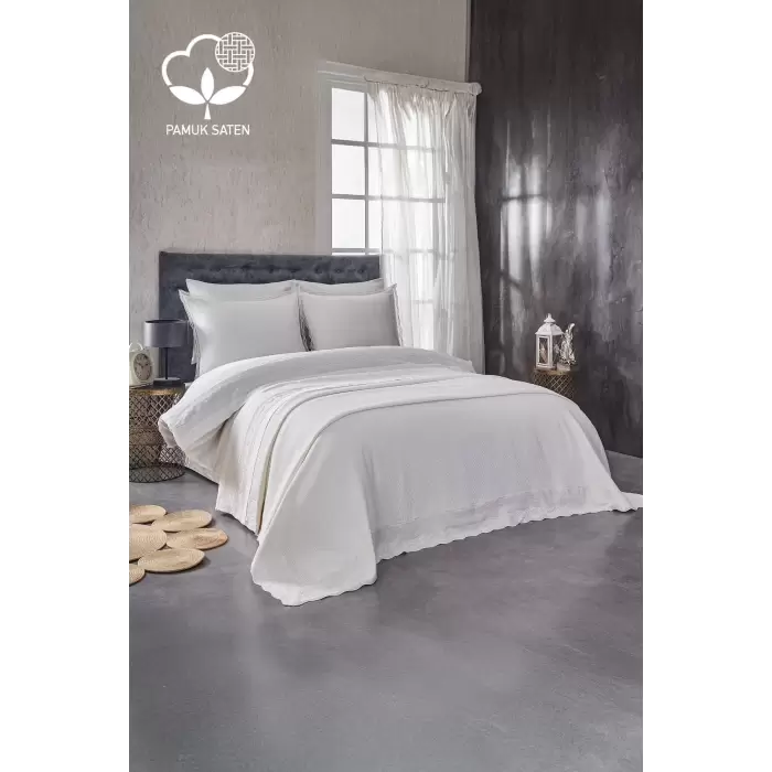 Nazik Home Sueno Dantelli Çift Kişilik 7 Parça Nevresim + Pike Set