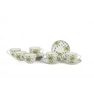 Mikasa Moor Palmiye Yeşil Mavi 6lı Kahve Fincan Seti 90cc