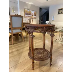 Anlar Home Hasırlı Oymalı Yan Sehpa 50x50x70 Cm